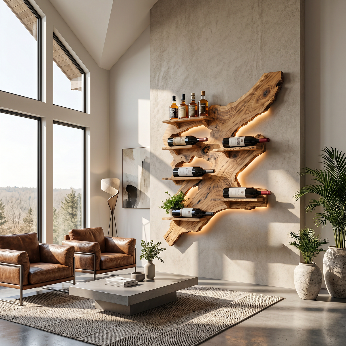 Rustic Wine Rack For Furniture Home Bar Wall Design